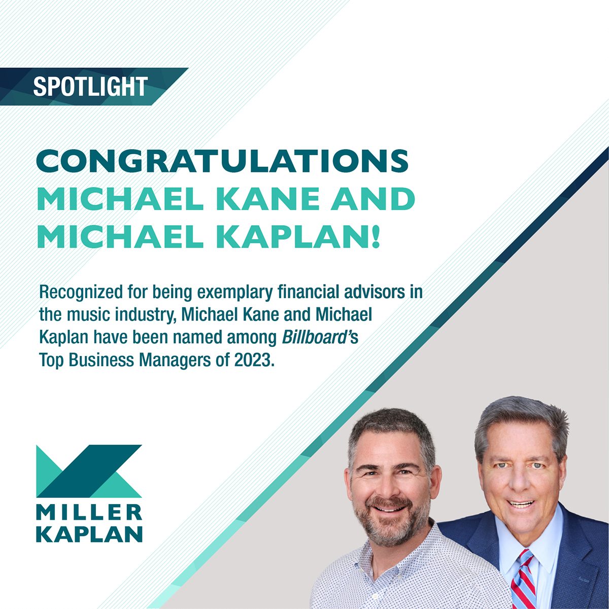 Michael H. Kane and Michael Kaplan Named 2023 Top Business Managers